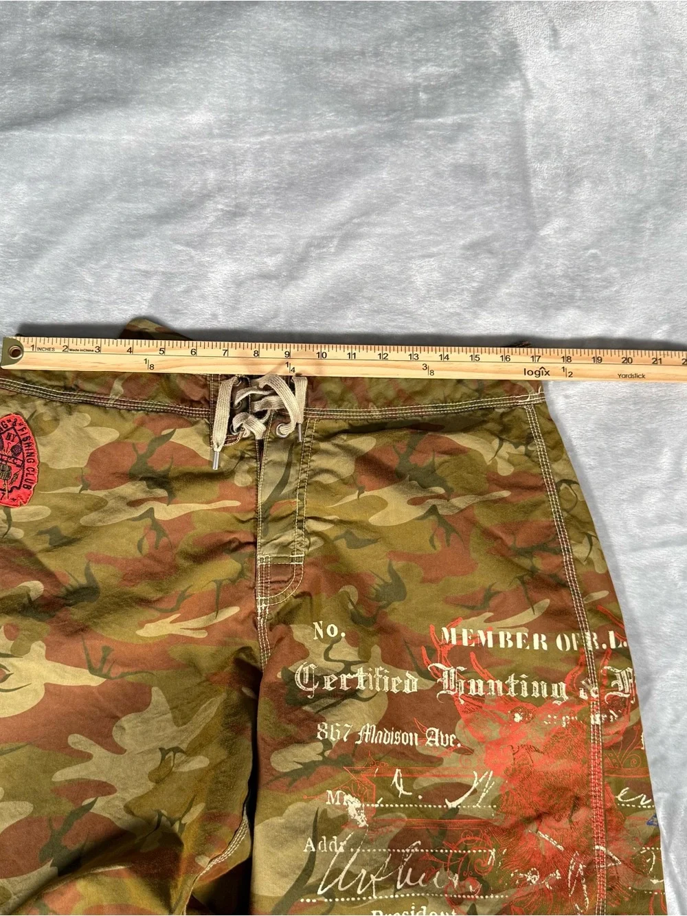 Vintage Polo Ralph Lauren Board Shorts Mens 34 8.5” Hunting Fishing Club Camo